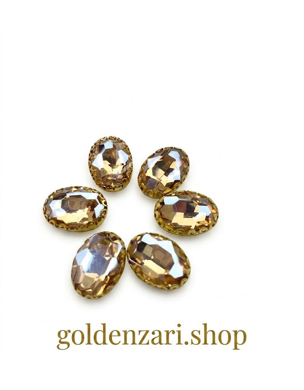 Champagne Oval-Stone Golden Base Medium (6Pcs)