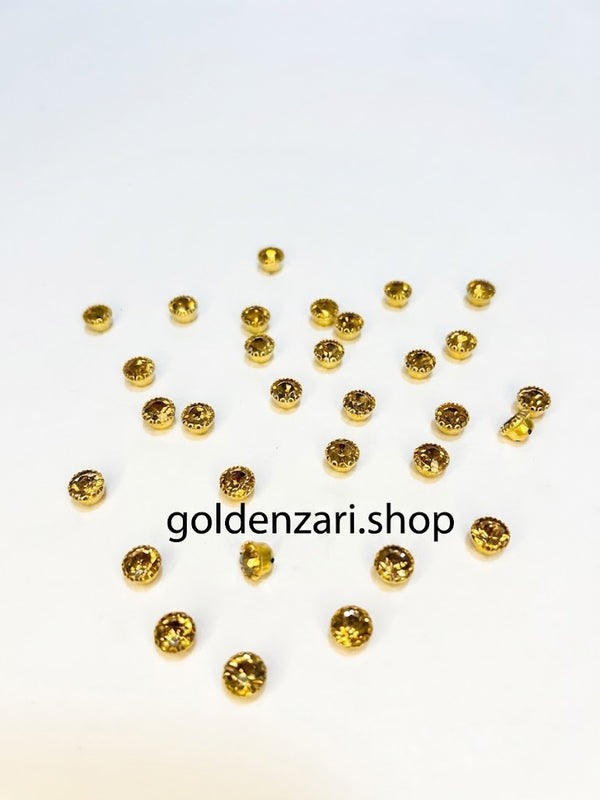Champagne Gold Base Round-Glass Stone Small (12Pcs)