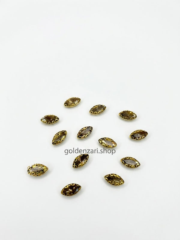 Champagne Boat-Shape Glass Stone (Small) – 12Pcs