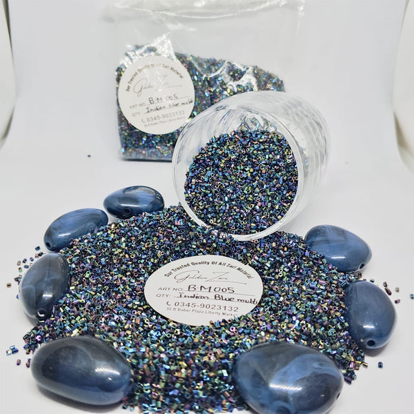Indian Blue Multi Cut Dana Beads (Premium Quality)