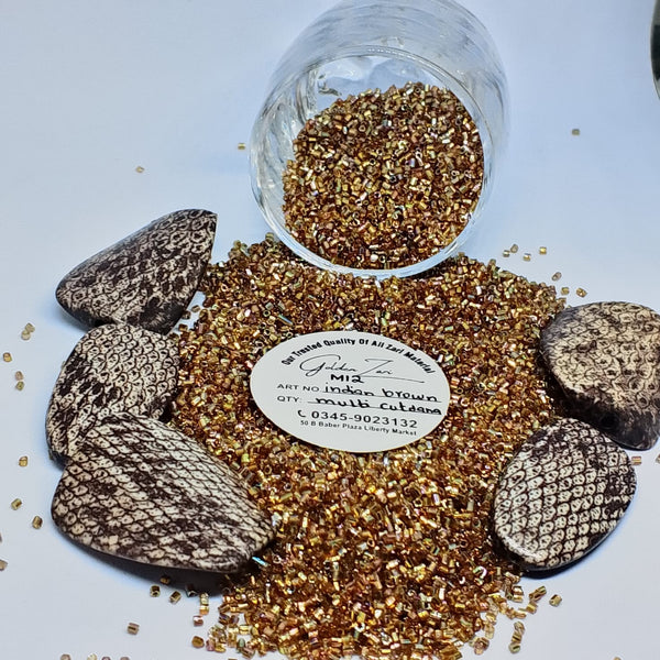 Indian Brown Cut Dana Beads (Premium Metallic Finish)