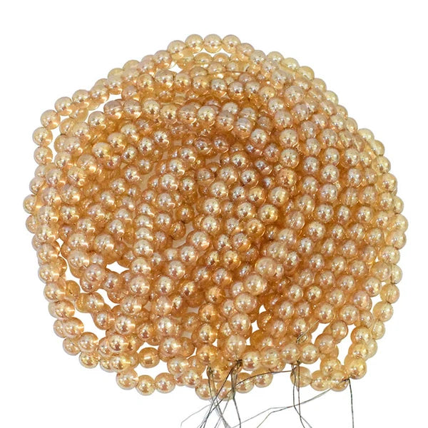 Transparent Gold Round Glass Pearls – 3MM, 4MM, 6MM &amp; 8MM | Golden Zari